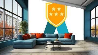 Medal of Honor icon vector. medal with two blue ribbons. Wall mural