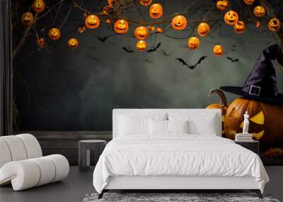 halloween background with pumpkin, ai generated Wall mural