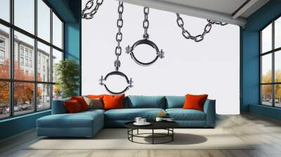 Metal hanging chains isolated on white background Wall mural