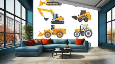 construction machinery vehicle industry truck equipment heavy machine concrete mixer, loader and cra Wall mural