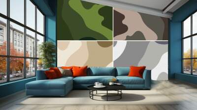 Set of camouflage seamless pattern. Abstract modern vector military backgound. Fabric textile print tamplate. Wall mural