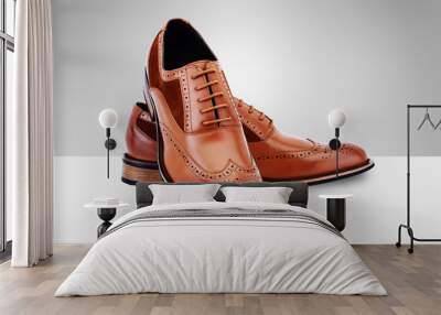 Brown men's shoes on split background Wall mural