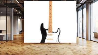 Vintage black and white electric guitar isolated on white with clipping path Wall mural