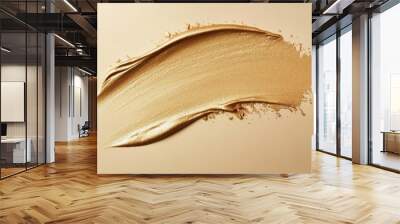 A brush stroke of gold paint on a white background Wall mural