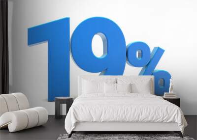 19 percentage sign isolated on transparent background. 19 percent off 3d. 19% png 3d. 3D rendering.	
 Wall mural