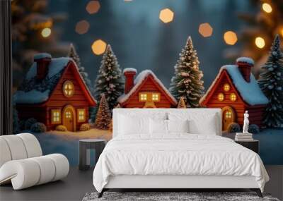  Cozy Christmas Cottage Scene Wall mural