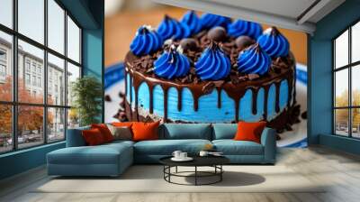  Deliciously decadent chocolate cake with a touch of elegance Wall mural