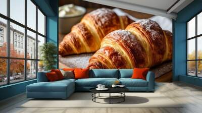  Deliciously flaky croissants ready to be savored Wall mural