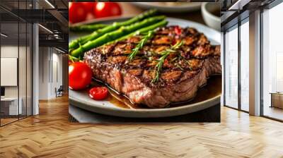  Deliciously grilled steak with fresh vegetables ready to be savored Wall mural