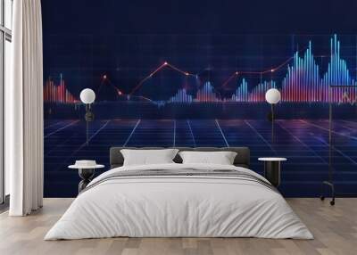  Dynamic financial data visualization in a futuristic setting Wall mural