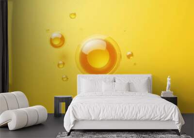  Golden droplets on a yellow background Wall mural