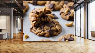 A tray of cookies with chocolate and peanut butter Wall mural