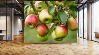 A tree full of green and red apples Wall mural