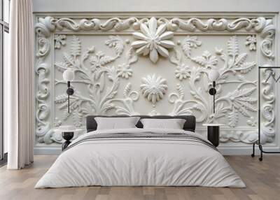 Elegant white floral wall art Wall mural