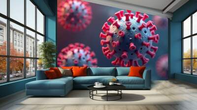 Viral particles in motion a visual metaphor for the spread of infectious diseases Wall mural