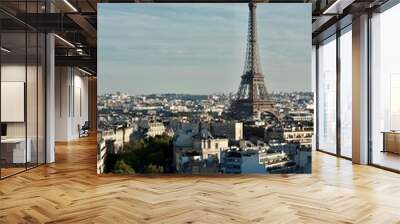 Eiffeltower over the roofs of Paris Wall mural