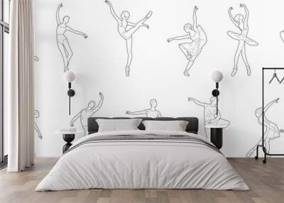 Line Drawing of Ballet Dancer Male Female Wall mural