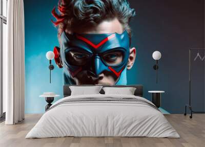 Super hero man wearing a mask, generative ai Wall mural