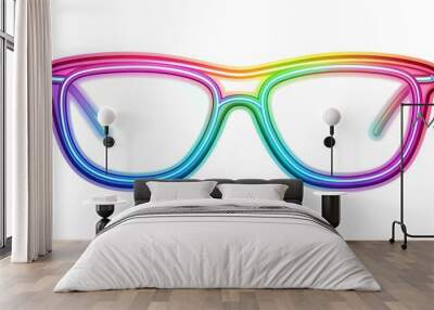 neon glasses isolated white background Wall mural