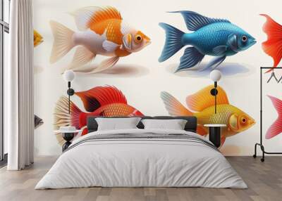 Set of colorful fish Wall mural