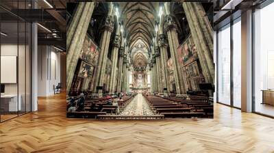 Church cathedral in Rome, Italy. Building architecture, atholic landmark, historic building. Wall mural