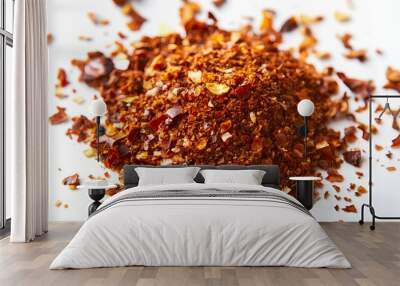 Aleppo Pepper spice ingredient on a white background Wall mural