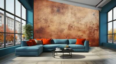 Coffee color. Abstract brown and orange textured background possibly representing a rusty or corroded metal surface.  Wall mural