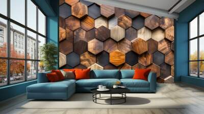 Hexagon wood wall texture Wall mural