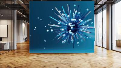 Abstract spike shape explosion of 3D elements in blue colors Wall mural