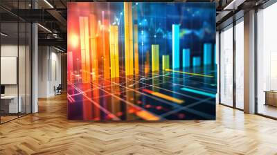 Colorful background showing graphs, charts and data points with a futuristic feel Wall mural