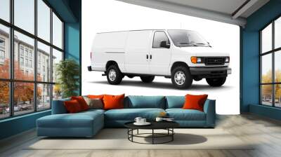 White Delivery Van on White with drop shadow Wall mural