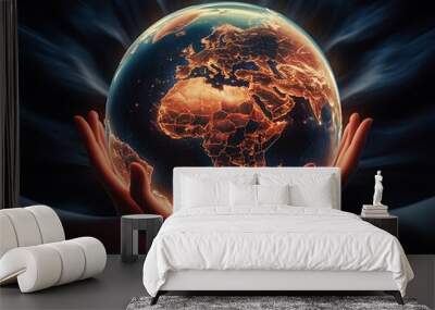 earth in hands Wall mural