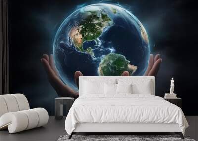 hands holding earth - globalization Wall mural