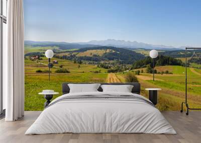 Beautiful rural mountain landscape with Tatry mountains in background. Pieniny National Park in Poland. Europe. Wall mural