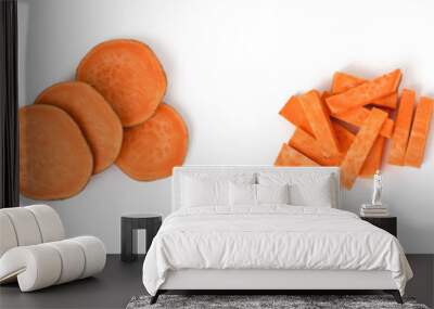 Collection of sweet potato isolated on a white background Wall mural