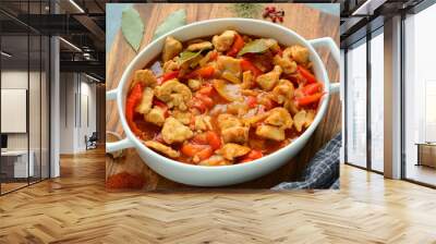 Hungarian turkey stew in tomato sauce and red pepper Wall mural