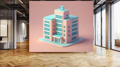 Minimalist 3D Hospital Building Wall mural