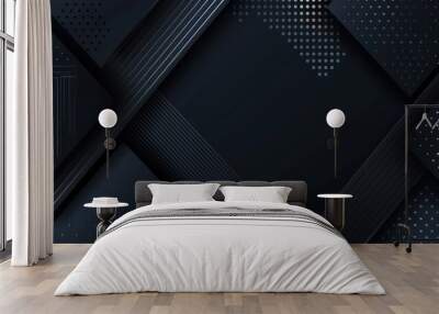 Abstract Dark Geometric Background with Lines and Dots Wall mural