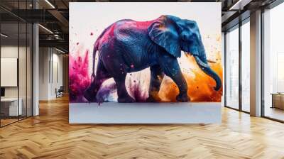 Elephant in a Colorful Explosion Wall mural