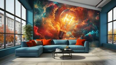 Lightbulb in the Cosmos Wall mural