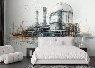 Nuclear power plant sketch Wall mural