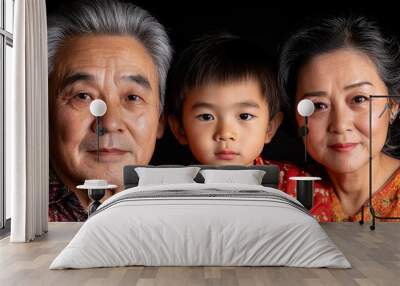 Thai Family Looking At The Camera, Their Bond Strong And Their Joy Shared Wall mural