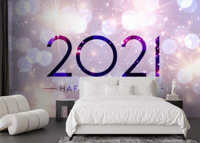 2021 happy new year sign on misted glass. Wall mural