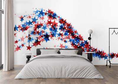 A dynamic swoosh of red and blue stars creates a sense of motion, perfect for themes of American celebration and patriotism. Wall mural