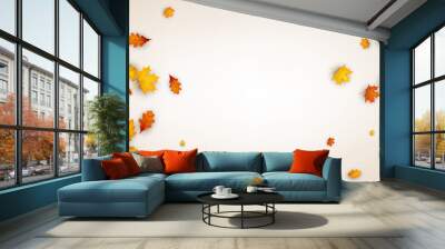 Autumn background with orange leaves. Wall mural