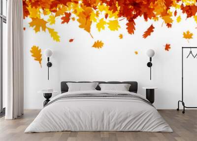 Autumn banner with orange leaves. Wall mural