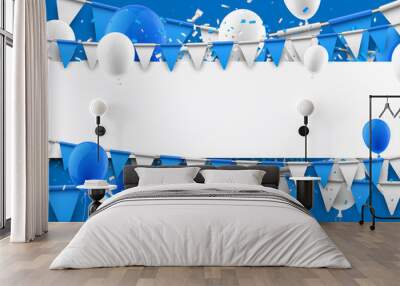 Background with flags and balloons. Wall mural