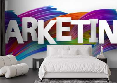 Big white marketing sign over brush strokes background. Wall mural