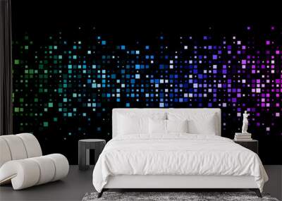 Black background with colorful geometric pattern. Wall mural