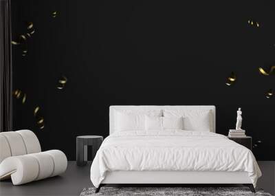 Black holiday banner with golden serpentine. Wall mural